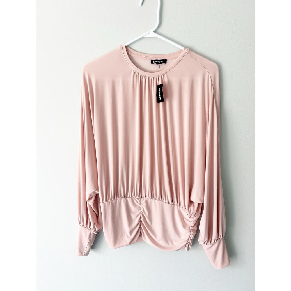 NWT Express Pink Long Sleeve Draped Top Small